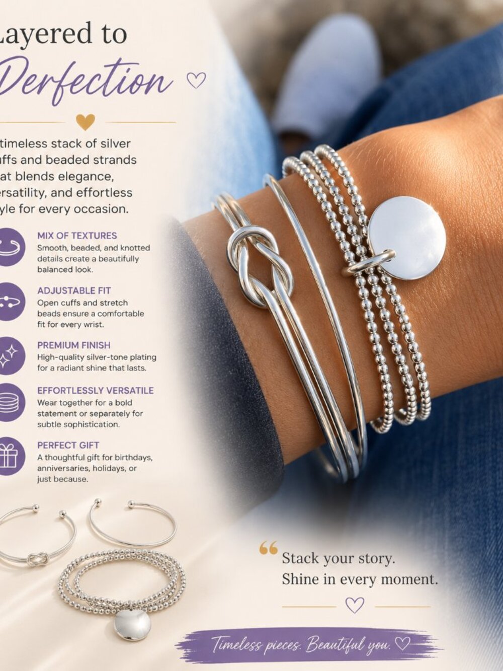 Chic Fashion Alloy Set of Three Bracelets